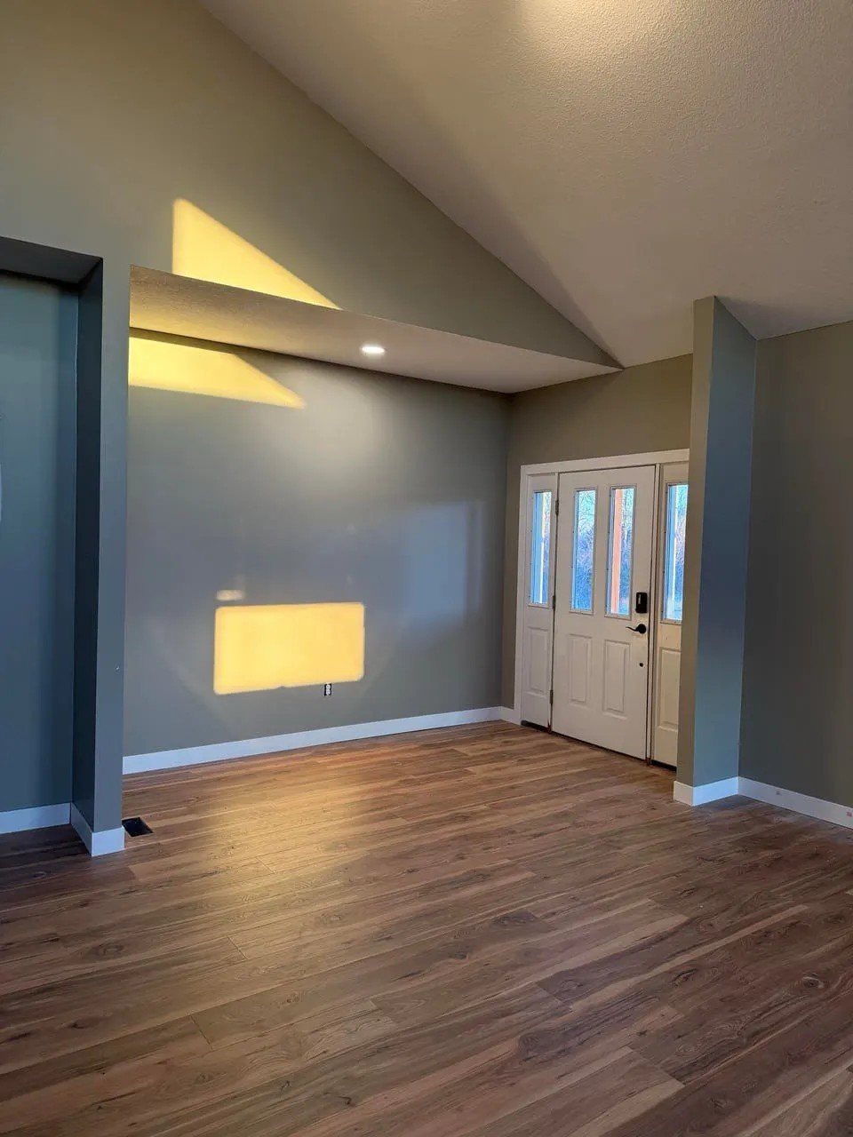 Freshly painted interior in warm gray with crisp white trim and doors — Fenelon Handyman Services, Tampa Bay, FL
